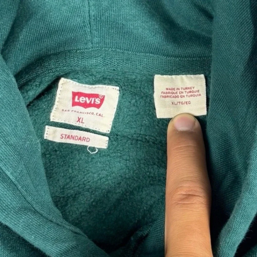 Levis Standard Graphic Logo Hoodie Pullover Mens XL Green Cotton Blend